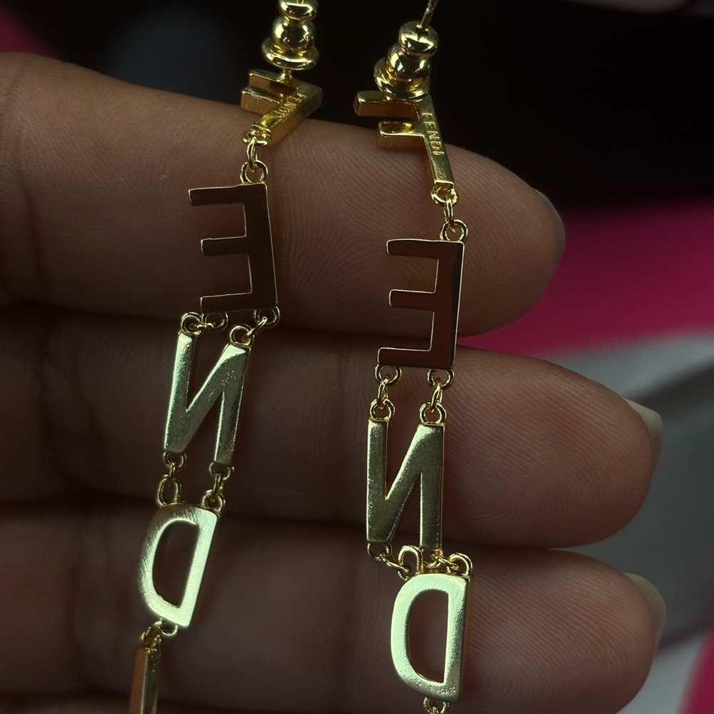 Gold Letter Drop Earrings - Picture 4 of 6